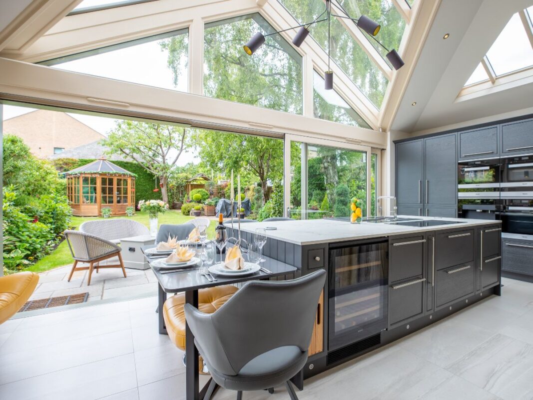 Kitchen and living area of a full home renovation in Scotland